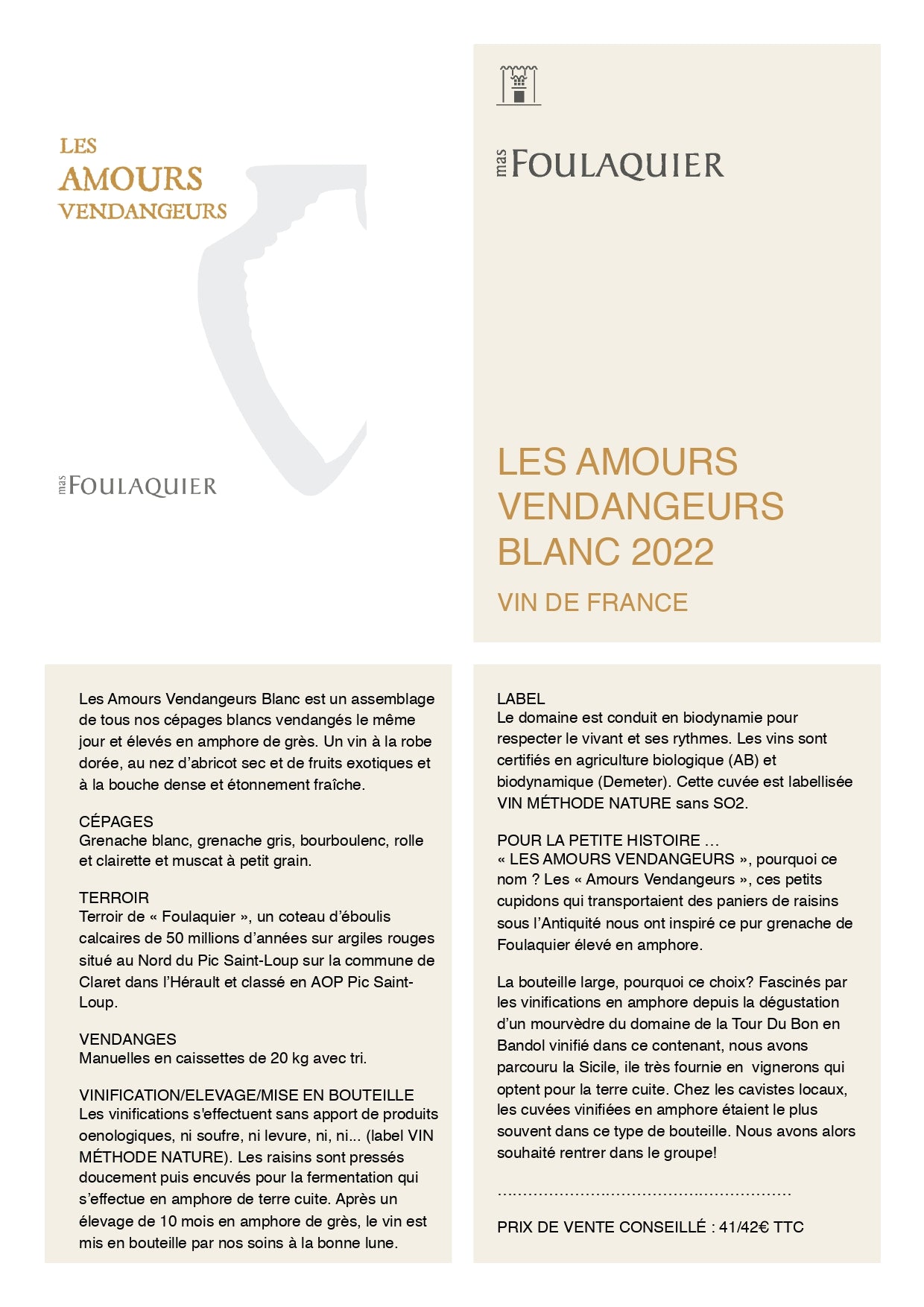 Les Amours Vendangeurs Blanc 2022 - NOUVEAUTÉ